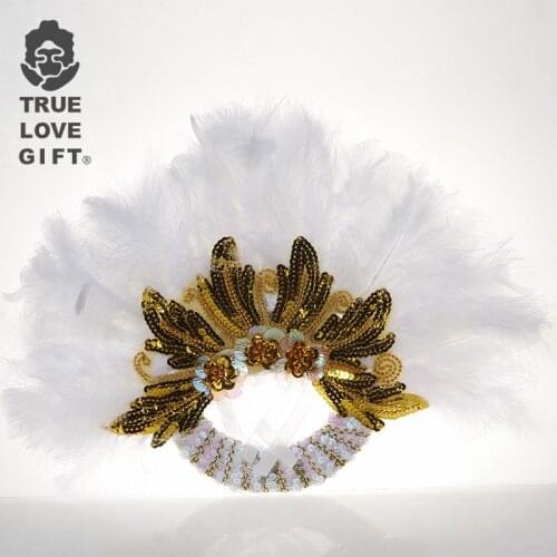 Custom Wedding Feather Fan Semicircle Sequined African Style Bride Bridesmaid Decor Ostrich Feather Feather Fan Wedding Supplies