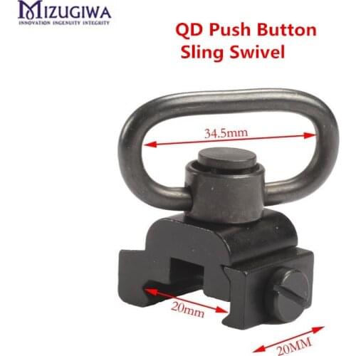20mm QD Heavy Duty Quick Release Detach Push Button Sling Swivel Adapter Picatinny Rail Mount Base Connecting Sling Ring caza
