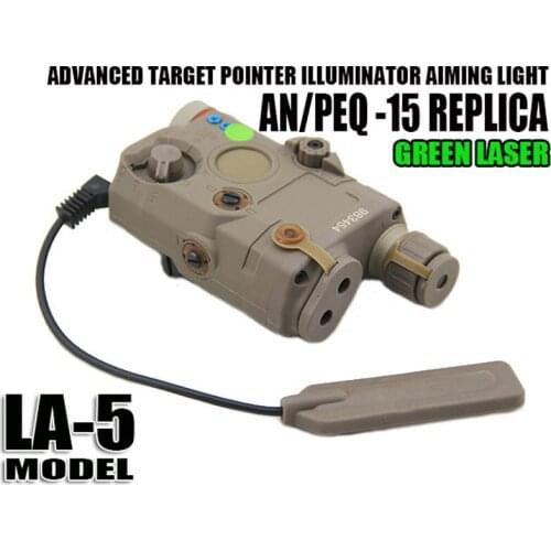 Tactical PEQ-15 LED Weapon Light with Green Laser Hunting Rifle Flashlight Illuminator Upgraded Version