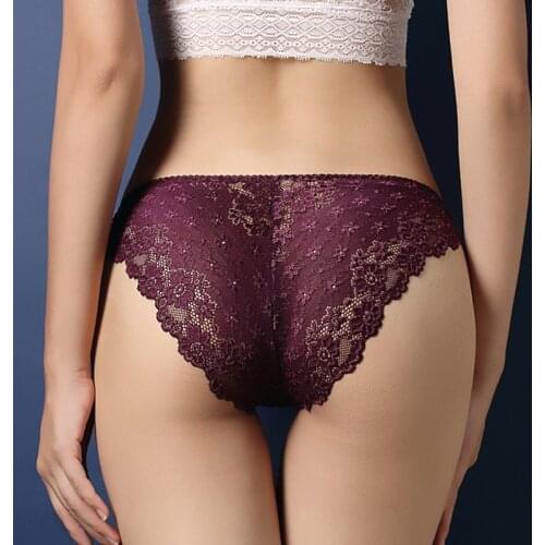Women Briefs Luxury Womens Underwear Sexy Lace Transparent Temptation Thong Low Waist Hollow Out Panties Female lingerie 8pcs
