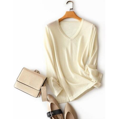 High quality autumn new arrival knitted luxury 100% cashmere v neck pink sweaters for women