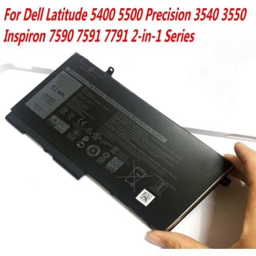High Quality 51WH R8D7N Laptop Battery For Dell Latitude 5400 5500 Precision 3540 3550 Inspiron 7590 7591 7791 2-in-1 Series