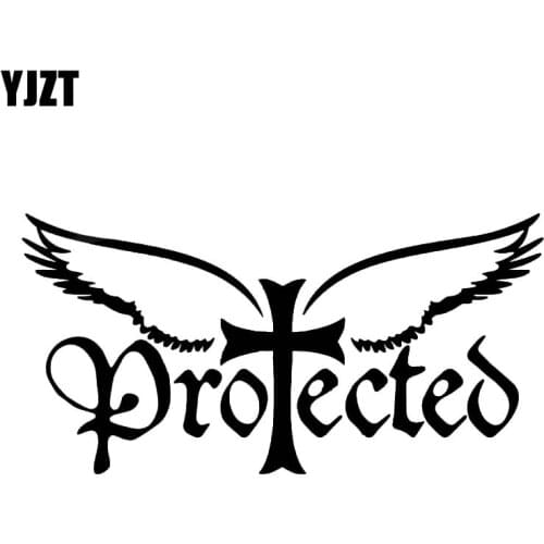 YJZT 17.5*8.8CM Angels Will Protect You Covering The Body Decal Silhoutte Good Design Car Sticker Black/Silver C20-1371