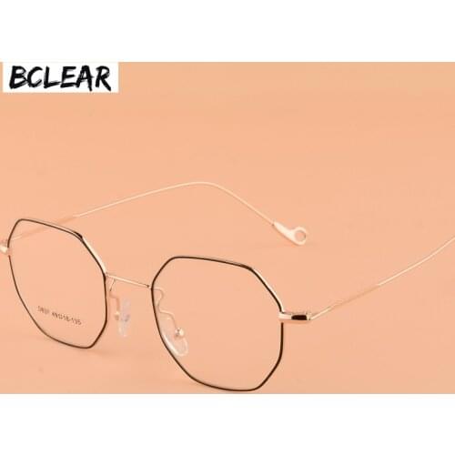 BCLEAR Alloy polygon retro glasses frames female irregular octagonal myopia frames women with fine color matching myopia men hot