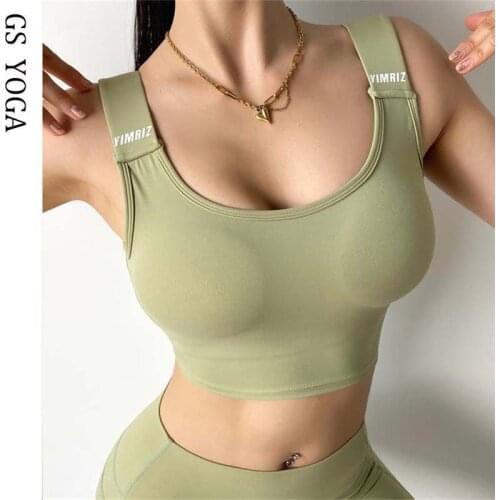 Wide Strap High Support Sports Bra Women Gym Crop Top Fitness Sportswear Female underwear Running Push Up Top Vest