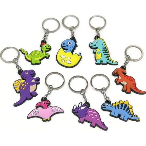 1PCS PVC key chain fashion fun pattern cute cartoon dinosaur key holders Animal Keyirng charm women men child keys charms Gifts