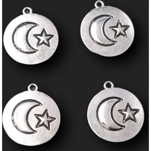 10pcs Silver Plated I Love You To The Moon and Back Metal Tag Pendant DIY Charms For Jewelry Craft Making 22*20mm A1882