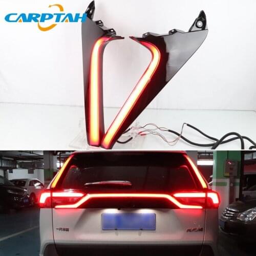2PCS LED Rear Fog Lamp For Toyota RAV4 2019 2020 Car LED Bumper Light Brake Light Turn Signal Reflector 12V ABS