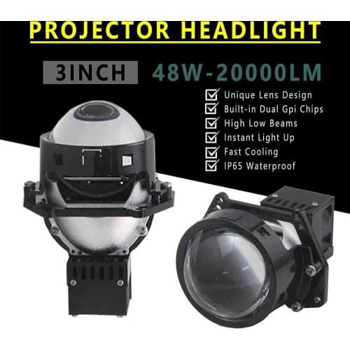 3.0inch Bi-Led Fog Projector Lens 20000LM 6500K Adjustment Bracket Retrofit Universal Fog Lights PTF Car Headlights
