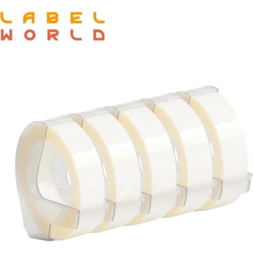 3D-125 embossing label tape Compatible for Dymo 3D 9mm embossing tapes for dymo 1610 12965 1880 MOTEX E101 clear 5 pack