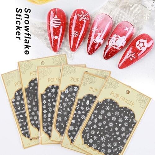 3D Nail Sticker Christmas Snowflake Sliders Paper Stickers For DIY Gel Polish Decoration Manicure Tattoos Nail Art Accessories