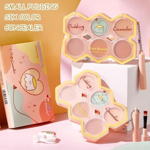 6-Color Concealer Portable Matte Cream Pan Cover up Spots Eye Bag & Dark Eye Circle Foundation Cosmetics for Daily Adult SK88