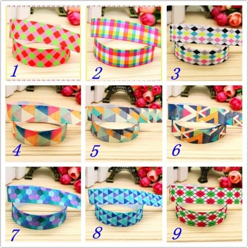 7/8'' Free shipping plaid polka printed grosgrain ribbon hairbow headwear party decoration diy wholesale OEM 22mm S377