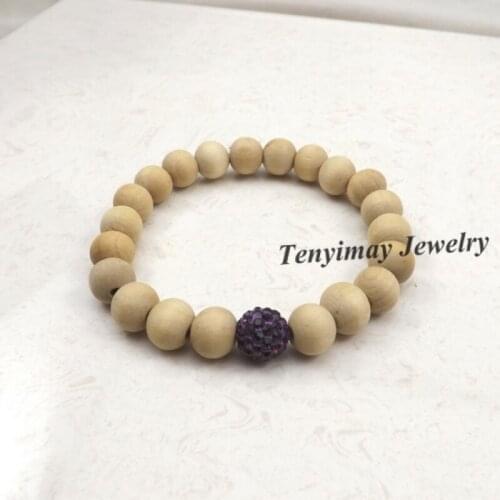 Dark Purple Crystal Bracelet Wooden Beaded Bracelet For Promotion 20pcs/lot