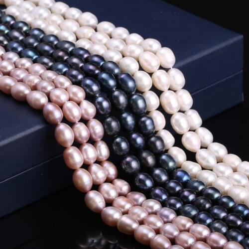 100% Natural pearl Beaded Rice shape Freshwater Pearls Beads for Jewelry Making DIY Bracelet Necklace Accessories Size 8-9mm