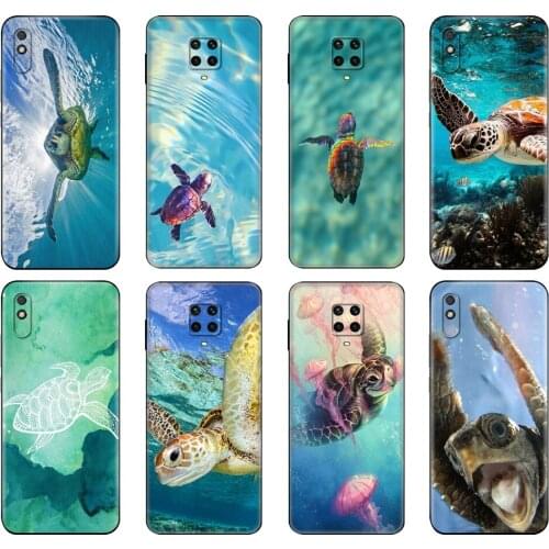 Black tpu Case For Xiaomi Redmi 7A 8 8A 9 9A 9C Case Redmi Note 8T 8 Pro T Note 9 9S 9 Pro Case Sea Turtle Aqua