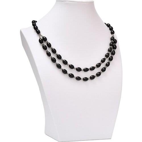 Black Jaspers 8X12mm Meter Bead 2 Rows Necklace Handmade DIY design jewelry womens clothing with festival birthday gifts