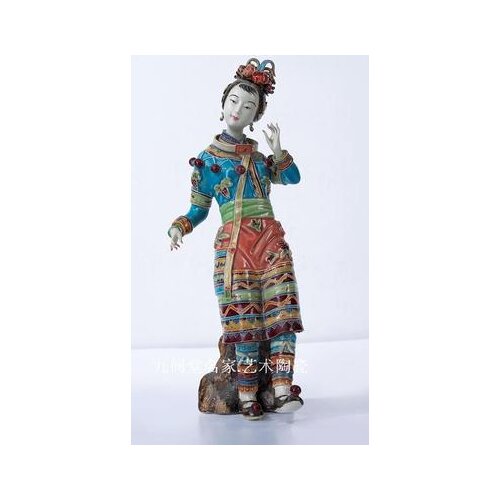 Hand-made porcelain lady Yaoshan Spring Shiwan doll classic figures girl Beauty figure Sculpture statue Home Decoration