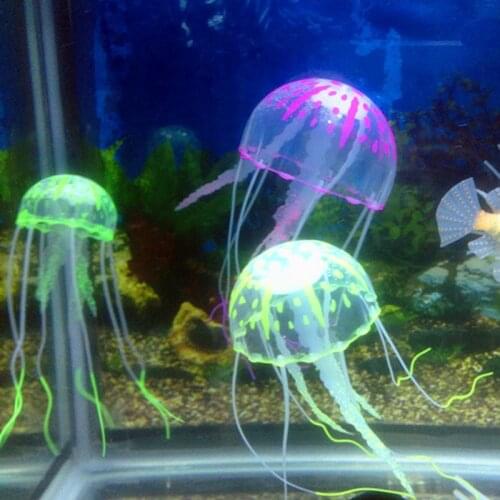 1pc Swim Glowing Effect Artificial Jellyfish Aquarium Decoration Fish Tank Underwater Live Plant Luminous Ornament
