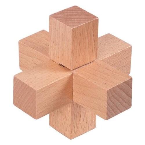 Classic Wooden Cross Puzzle IQ Brain Teaser Brain Teasers Puzzles Game for Adults Children
