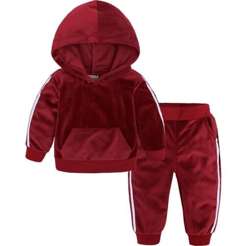 1-6 Years Childrens Clothing Girl Outfit Warm Baby Girl Clothes Velvet Hooded Long Sleeve Tops+Pants Spring Autumn Kids Clothes