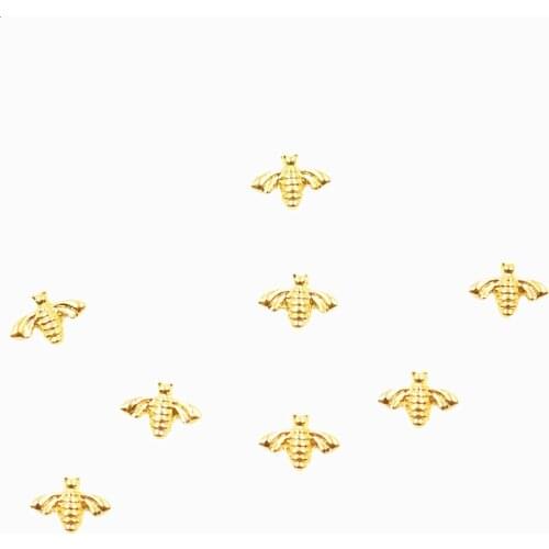 50 PCS/bag Lovely Bee Nail Charm Metal 3D Nail Art Decorations Golden Vintage Silver DIY Nail Accessories Stickers