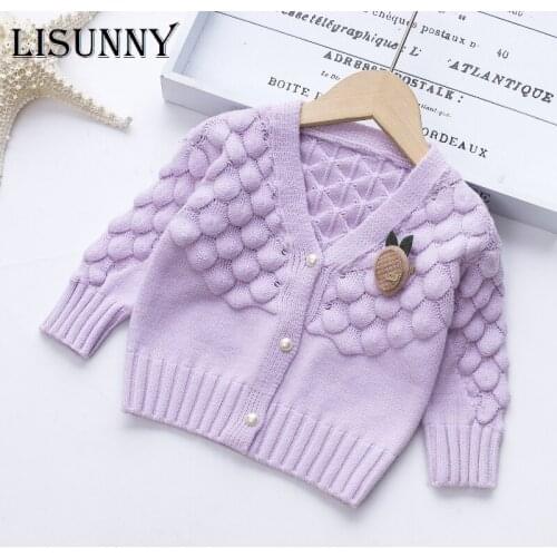 Fashion Fish Scale V-neck Child Cardigan Girls Sweater 2021 Autumn Winter Toddler Knitted Coat Kids Children Jacket Baby Clothes