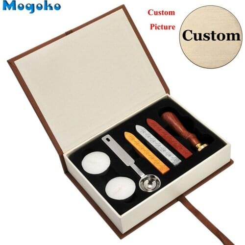 Mogoko New Personalized Letter Design Custom Alphabet Engraved Vintage Retro Brass Copper Wax Seal Stamp Set(Many Fancy Styles)