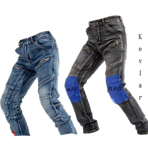 Motorcycle jeans mens high-elastic motorcycle riding knight pants racing pants slim style with protective gear