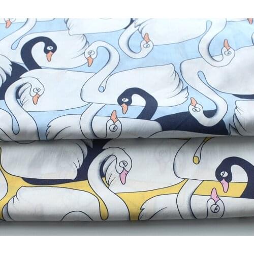 Swan pattern soft vintage fabric Retro style fabric Calico Printed cotton fabric for DIY Bag cloth dress 1 order=1meter