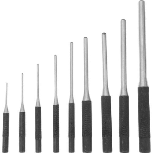 9pcs Pins Multi Size Round Head Pins Set Punch 40CR Steel Grip Roll Pins Punch Fast Safe Tool With Convenient Carry Bag