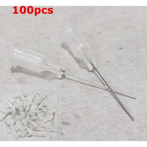 100pcs Dental Endo Irrigation 27GA Needle Tips Welding Flux Dental Flow Sealant Etchant Composite Resin Acid Reagent Syringe Tip