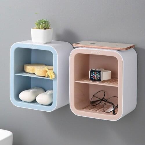 2020 Italian Cocoa new wall-mounted double-layer draining soap rack bathroom multi-functional storage rack