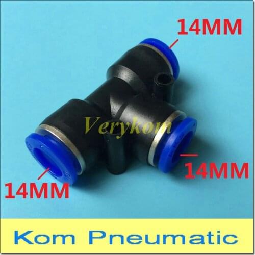 Wholesale Verykom Pneumatic Plastic Push In Pipe Air Fitting 14mm to 14mm Quick Tube Hose Tee Connector PE-14 14MM-14MM Joiner