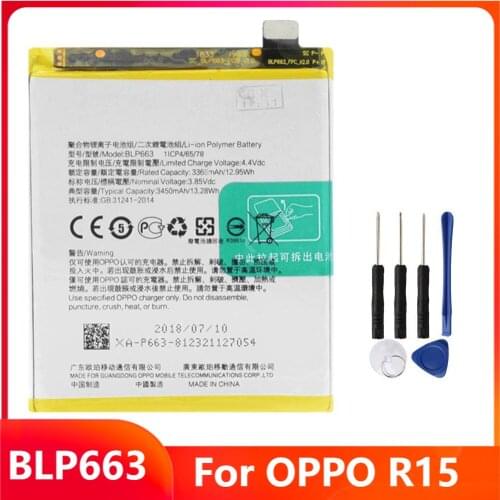 Original Replacement Phone Battery BLP663 For OPPO R15 Genuine Rechargable Batteries 3450mAh With Free Tools