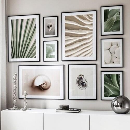 Oyster Conch Palm Leaf Sand Agave Mushroom Stone Wall Art Prints Canvas Painting Nordic Poster Decor Pictures For Living Room