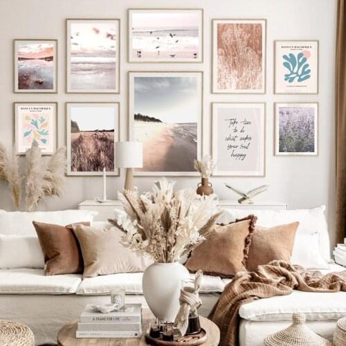 Nature Scenery Poster Wall Art Canvas Painting Nordic Grass Flower Picture Home Decor Abstract Print for Living Room Art Design