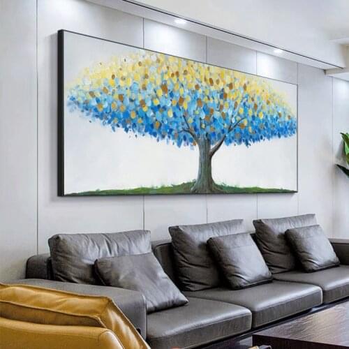 Hand Painted Textured Colorful Abstract Tree Paintings Handmade Oil Painting Canvas Art Wall Pictures Oil Paintings Living Room