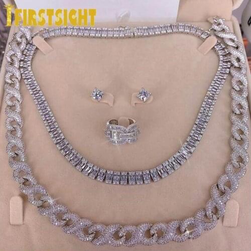 Silver Color 15MM Cuban Link Miami Necklace Iced Out Bling Zircon Hip Hop Jack Infinity Link Chain Necklace Fashion Men Jewelry