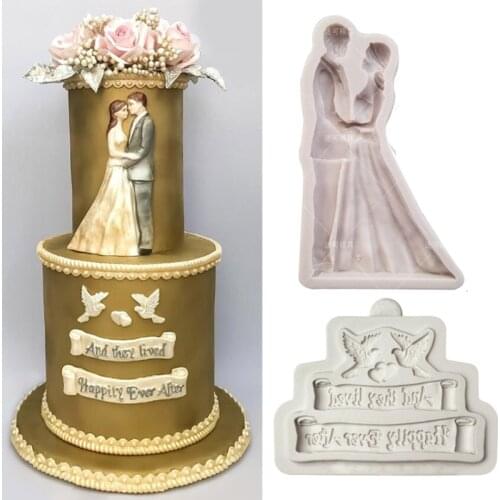 Bride and Groom Silicone Mold Wedding Blessing Fondant Mould Cake Decorating Tool Chocolate, Gumpastes Mold, Sugarcraft