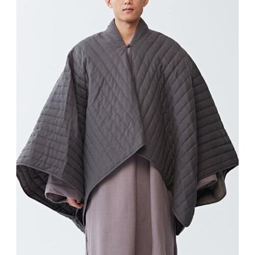Unisex Autumn&Winter warm buddhist lay meditation cloak uniforms shaolin monk kung fu cape zen buddha abbot suits