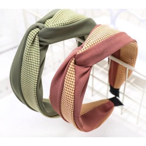 Vintage Patchwork Plaid Bellas Bezel Hair Bands For Women Hair Clips Girls Hair Hair Accessories Headband opaska bandeau cheveux