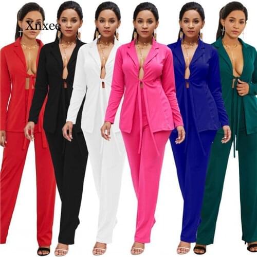 Elegant Workplace Clothing Women Autumn Elastic Band Sexy Two-Piece Suit Fashion Solid Color Long Sleeve Suit