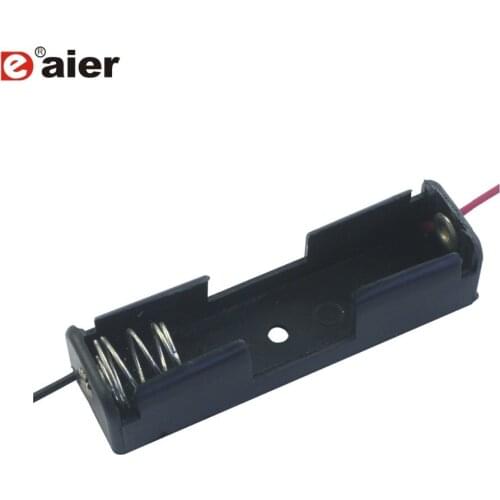 10PCS 1.5V X1 Single AA Battery Holder AAA Plastic Black Storage Case Box Holder With 150mm Wire Leads
