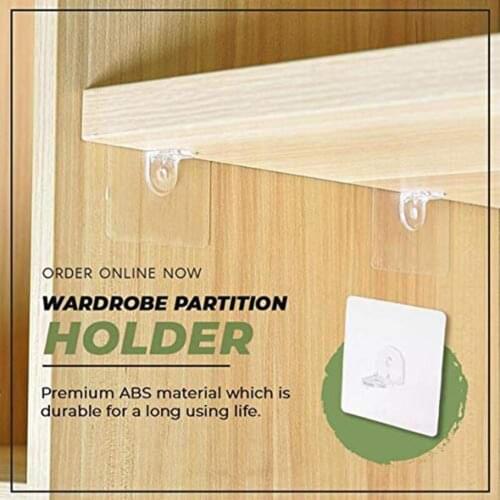 10Pcs Wardrobe Partition Hook Punch-Free Adhesive Closet Hanging Bracket Holder