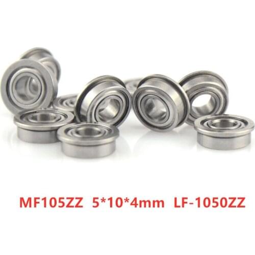 100pcs miniature flanged bearing MF105ZZ 5*10*4 mm LF-1050ZZ flange deep groove ball bearings 5mmx10mmx4mm