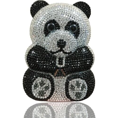 11x15CM BL116 Panda Bag Cartoon Animal Crystal Full Diamond Dinner Bag Handmade Bag Women Clutch Bag a6745