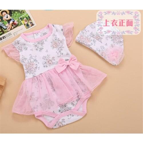 Lovely Fashion Baby Girls Cotton Clothes 2 PCS Suit Big Flower Small Fresh Female Treasures Jumpsuit Romper Clothing