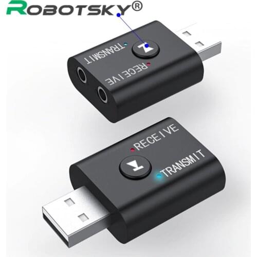 2 In 1 Bluetooth 5.0 Receiver Transmitter Stereo Wireless Audio Adapter USB 3.5mm Jack Music adapter For PC Laptop Headphone