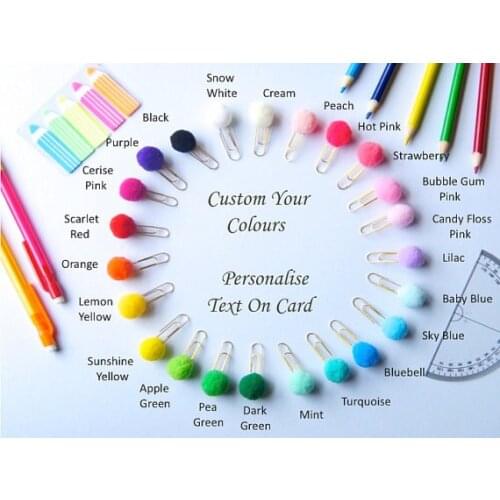 20pcs random mix color Pom Pom Paper Clips Pom Pom Bookmark, Teacher Gift, Stationery Scrapbooking planner accessories